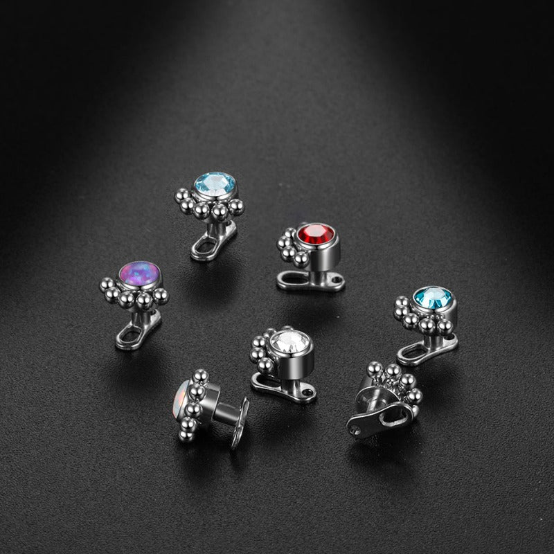 Unitya Rubis - bijoux fleur piercing microdermal