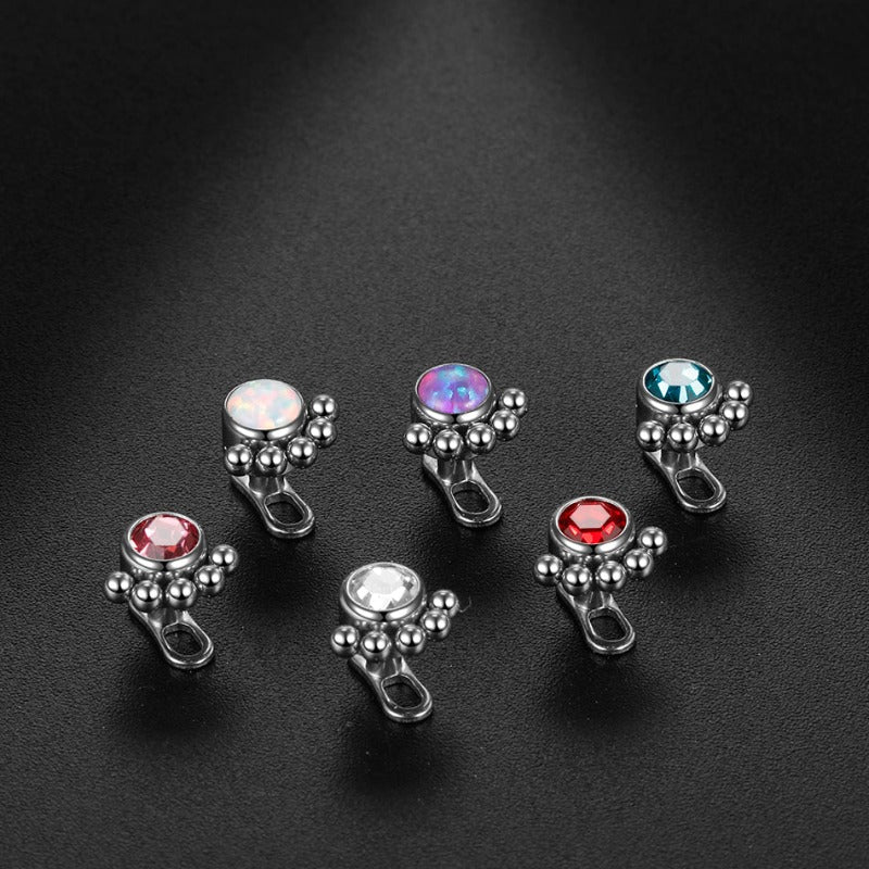 Unitya Rubis - bijoux fleur piercing microdermal