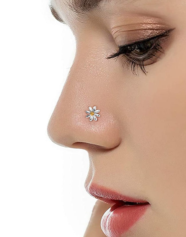 bijoux piercing nez fleur jaune
