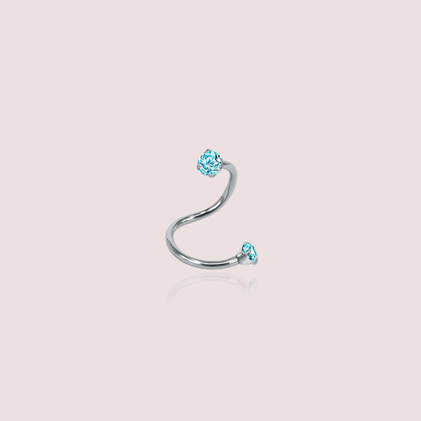Torsada Ciel - piercing hélix courbé strass bleu clair
