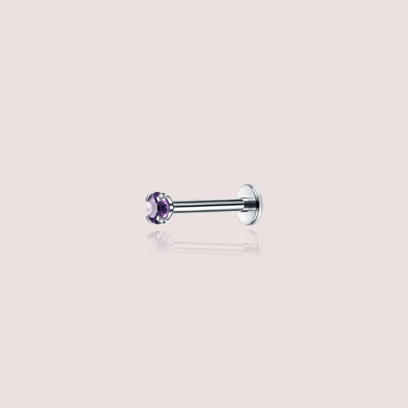 Orla Iolite - piercing lèvre argent pierre violette