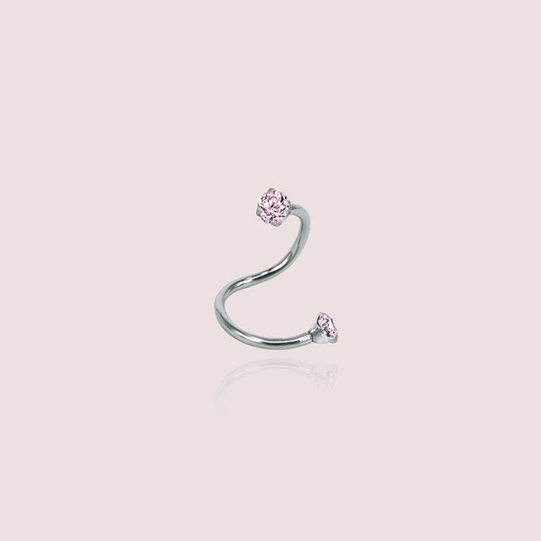 Torsada Rhodon - piercing d'hélix ondulé strass rose