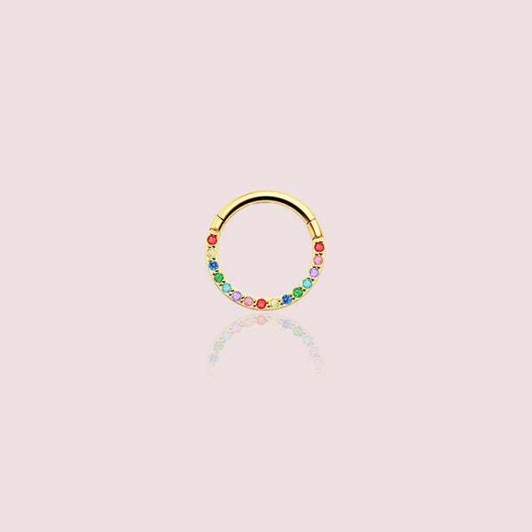 Serene - piercing nez anneau or strass multicolores