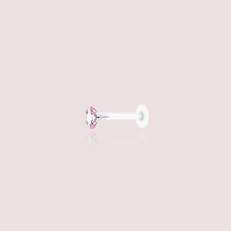 Lucie Rhodon - piercing oreille silicone pierre rose