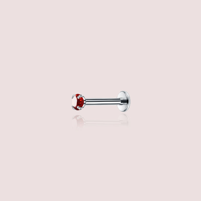 Orla Rubis - piercing d'oreille argent pierre rouge
